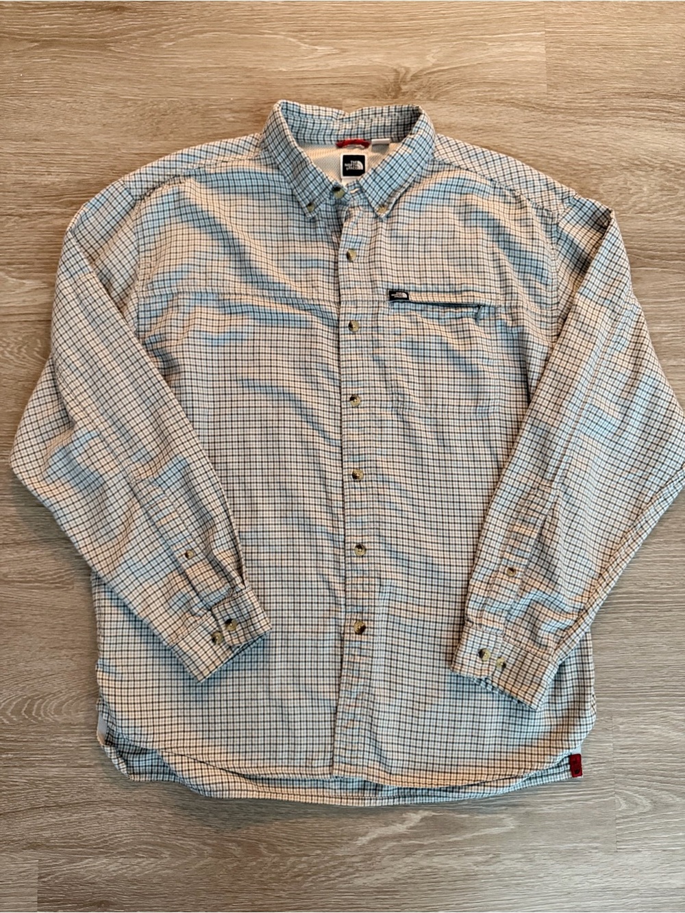 The North Face Men’s White and Black Plaid Button-Down Shirt